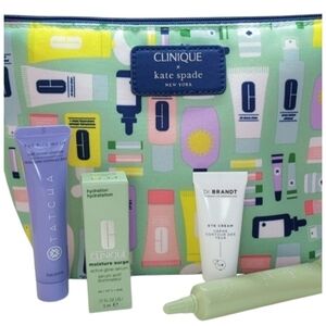 Clinique X Kate Spade Cosmetic Makeup Bag Bundle NEW